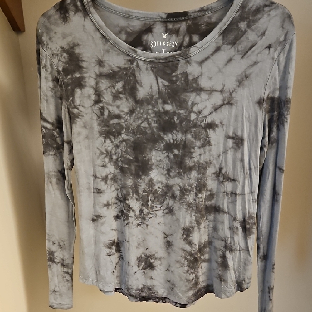 Americsn Eagle Gray Tie-Dye Women's Top